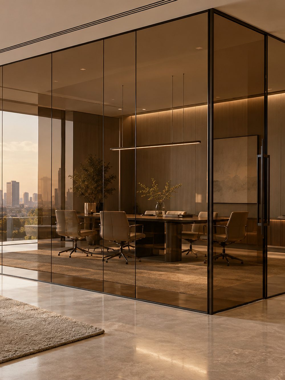 Full-Height Frameless Partitions Houston