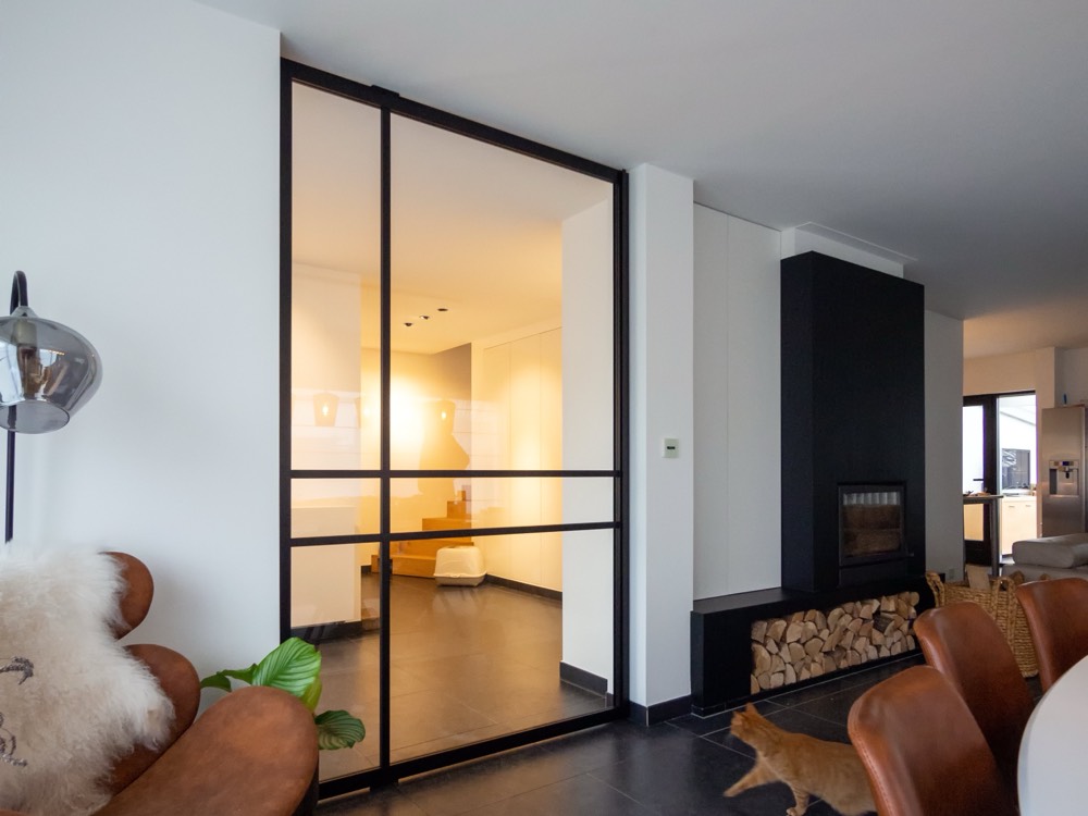Double Pivot Doors — Lightfall glass pivot door by Serene Glass, Houston TX