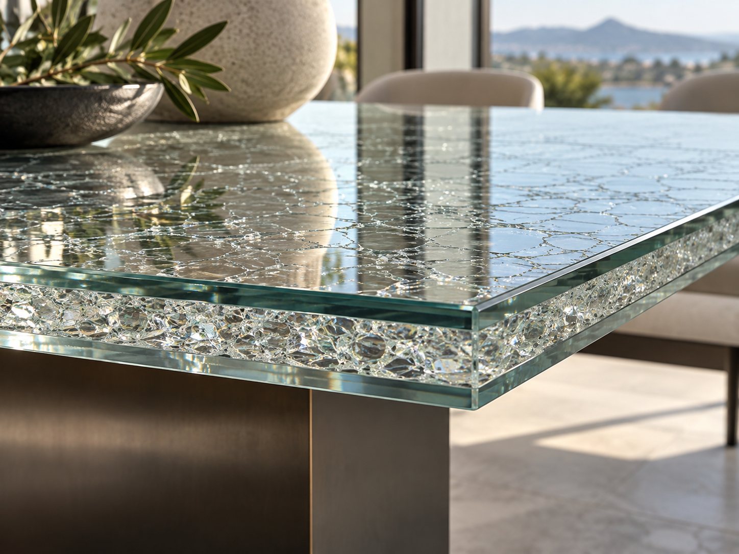 Shattered-Core Glass glass tabletop Houston
